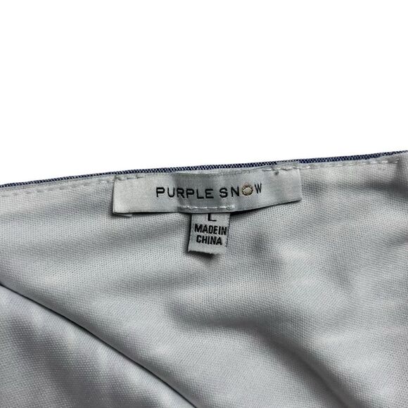 PURPLE SNOW Women's White Blue Striped Linen Blend Romper Size Large NWOT - Picture 3 of 8